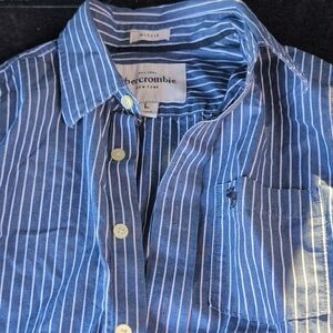 Abercrombie & Fitch Navy and White Striped Shirt